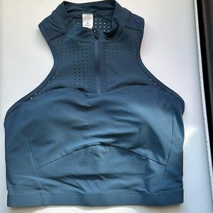 Lululemon unleash strength cropped tank sports bra with zip iron blue 6